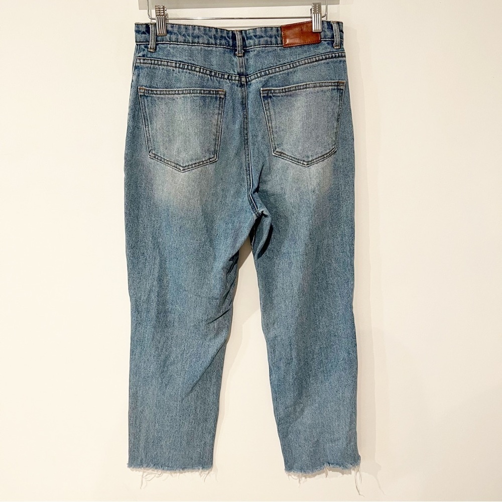 Frank & Oak Light Wash Raw Edge Straight Leg Jeans - Picture 2 of 9